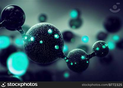 Abstract molecular blue colored backrgound, laboratory reasearch and medicine concept, 3D illustration. Abstract molecular backrgound