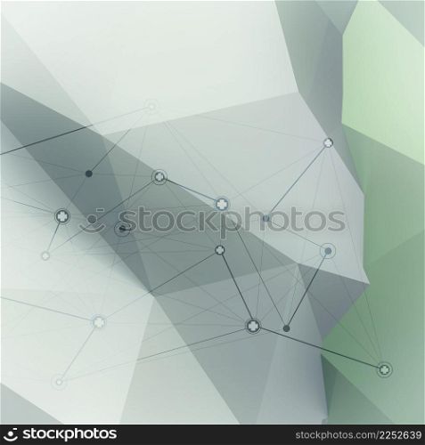 Abstract molecules low poly medical network background
