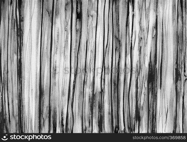 Abstract monochrome background with vertical stripes. Black and white watercolor stylish contrast background. Gradients, stripes and strokes imitate wood bark.. Abstract colorful background with vertical stripes