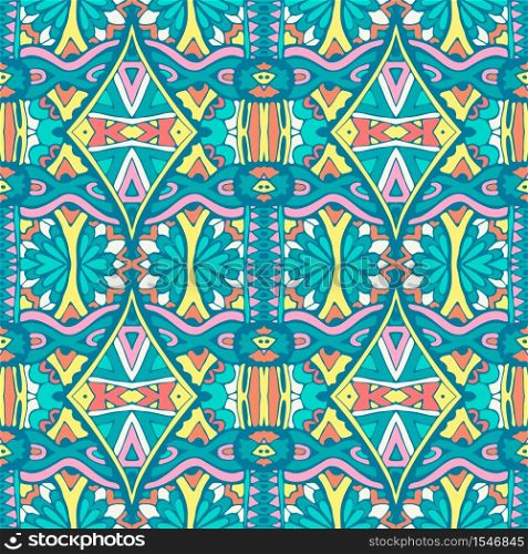 Abstract mosaic seamless pattern. Ethnic geometric print. Colorful repeating background texture. Fabric, cloth design, wallpaper, wrapping. Seamless abstract background tiled vector pattern geometric flowers and geometric shapes