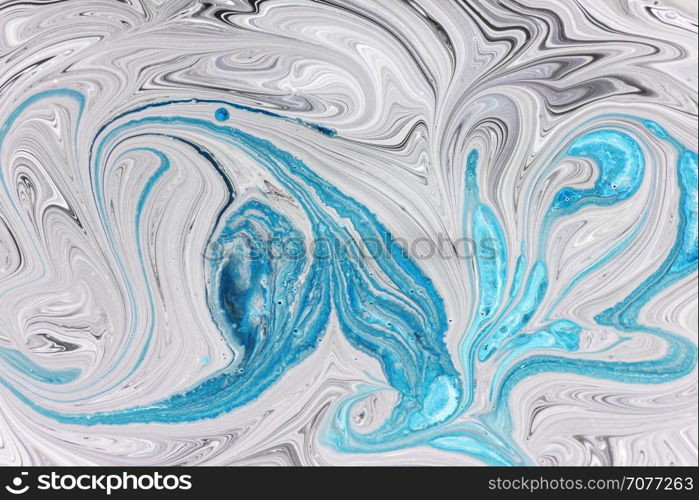 Abstract motion dynamic background. Blue and white color artistic pattern of paints. Swell artwork for creative graphic design.