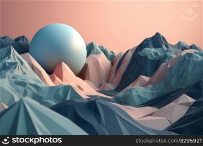 abstract mountain blue pink beauty background pastel colors  generative ai.