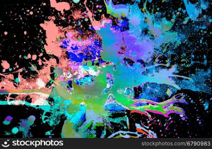 abstract multicolor from water color on black background graffiti