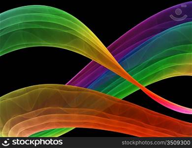 abstract multicolored formation on black background, hq render