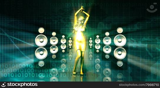 Abstract Music Dance Background for a Music Event. Software Development