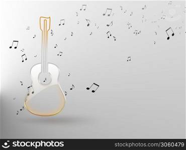 abstract musical background with guitar and notes
