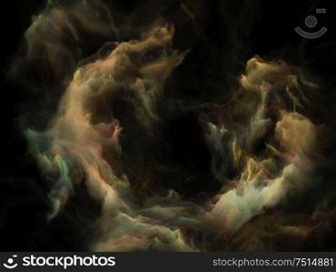 Abstract nebula structure isolated on black background on subject of astronomy and science.