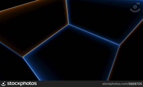 Abstract neon box, computer generated. 3d rendering abstract background with colorful facets. Abstract neon room, computer generated. 3d rendering abstract backdrop with colorful facets