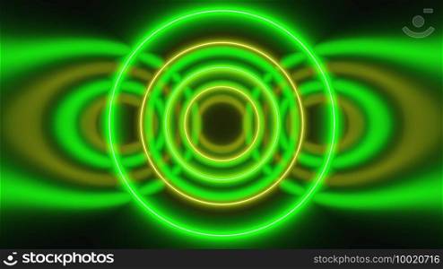 Abstract neon circles form an endless tunnel, computer generated. 3d rendering of bright fill background. Abstract neon circles form an endless tunnel, computer generated. 3d rendering of bright background