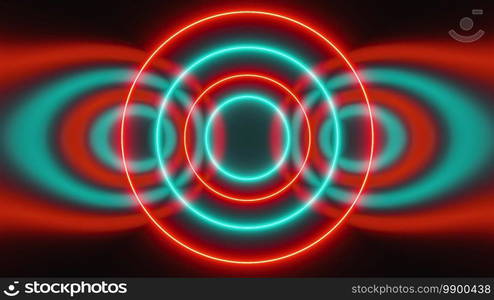 Abstract neon circles form an endless tunnel, computer generated. 3d rendering of bright fill background. Abstract neon circles form an endless tunnel, computer generated. 3d rendering of bright background