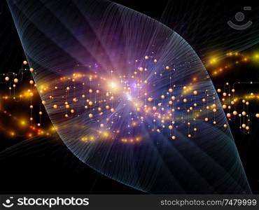 Abstract network, light and fractal element composition on the subject of digital communication, internet and future technologies