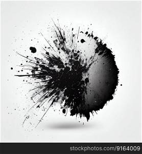 Abstract of black grunge circle fresh isolated on white background. Concept of painting technique. Finest generative AI.. Abstract of black grunge circle fresh isolated on white background.
