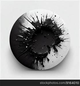 Abstract of black grunge circle fresh isolated on white background. Concept of painting technique. Finest generative AI.. Abstract of black grunge circle fresh isolated on white background.