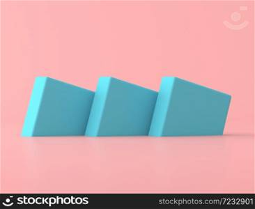Abstract of blue geometric shape on pink background, pastel colors,minimal style,3d rendering