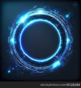 Abstract of glowing futuristicˆ≤frame illuminated with≠on blue color light. Concept of futuristic≥ometric shape in gaming. Fi≠st≥≠rative AI.. Abstract of glowing futuristicˆ≤frame illuminated with≠on blue light.