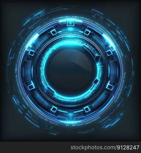 Abstract of glowing scifi futuristic circle in HUD head-up cyber concept. Background futuristic innovation of blue neon in darkness gaming. Finest generative AI.. Abstract of glowing scifi futuristic circle in HUD head-up cyber concept.