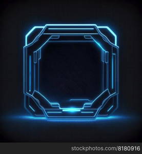 Abstract of glowing scifi futuristic hexagon in HUD head-up cyber concept. Background futuristic innovation of blue neon in darkness gaming. Finest generative AI.. Abstract of glowing scifi futuristic hexagon in HUD head-up cyber concept.