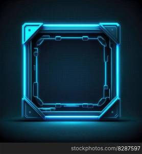 Abstract of glowing scifi futuristic hexagon in HUD head-up cyber concept. Background futuristic innovation of blue neon in darkness gaming. Finest generative AI.. Abstract of glowing scifi futuristic hexagon in HUD head-up cyber concept.