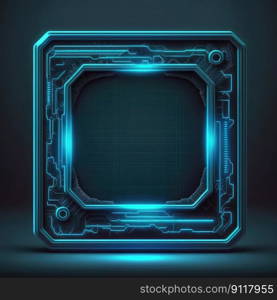 Abstract of glowing scifi futuristic hexagon in HUD head-up cyber concept. Background futuristic innovation of blue neon in darkness gaming. Finest generative AI.. Abstract of glowing scifi futuristic hexagon in HUD head-up cyber concept.