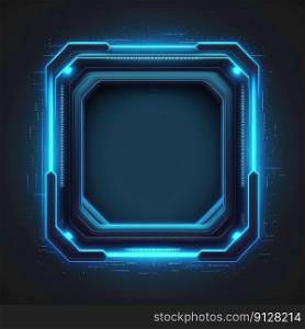 Abstract of glowing scifi futuristic hexagon in HUD head-up cyber concept. Background futuristic innovation of blue neon in darkness gaming. Finest generative AI.. Abstract of glowing scifi futuristic hexagon in HUD head-up cyber concept.