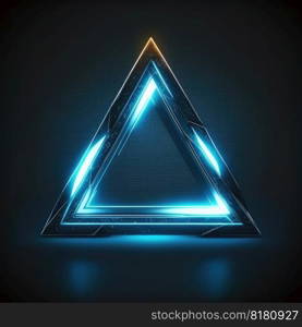 Abstract of glowing scifi futuristic triangle in HUD head-up cyber concept. Background futuristic innovation of blue neon in darkness gaming. Finest generative AI.. Abstract of glowing scifi futuristic triangle in HUD head-up cyber concept.