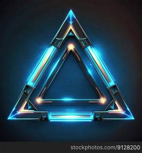 Abstract of glowing scifi futuristic triangle in HUD head-up cyber concept. Background futuristic innovation of blue neon in darkness gaming. Finest generative AI.. Abstract of glowing scifi futuristic triangle in HUD head-up cyber concept.