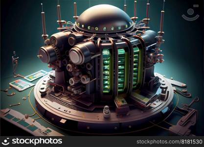 Abstract of ste&unk machine in futuristic out space. Concept of energy device reactor electricity. Finest generative AI.. Abstract of ste&unk machine in futuristic out space.