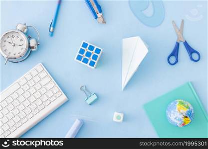 abstract office supplies blue
