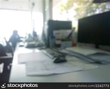 abstract office with computer blur background