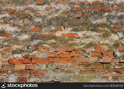 Abstract old colorful brick wall as background