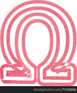 Abstract omega Symbol made with red marker vector illustration