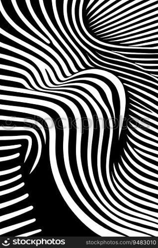 Abstract op art design. Black and white generative AI illustration, background