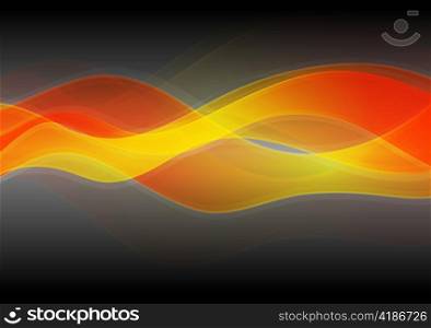 Abstract orange waves on dark background. Eps 10 vector
