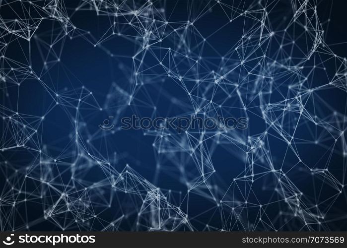 Abstract oscillating network of points and lines. Looped animation with depth of field. 3d render