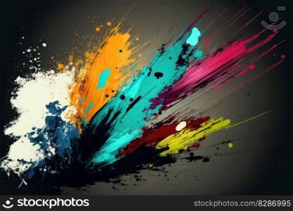 Abstract pa∫brush splatters of colorful concept isolated on background. Insπration of se¶ted high-color stroke bright to≠creativity. Fi≠st≥≠rative AI.. Abstract pa∫brush splatters of colorful concept isolated on background.