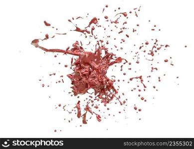 Abstract paint splash of red color, 3d illustration.
