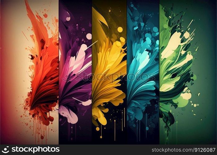 Abstract paintbrush swatches platters of colorful concept isolated on background. Inspiration of separated high-color stroke bright tone creativity separate by scene. Finest generative AI.. Abstract paintbrush swatches platters of colorful concept isolated on background.