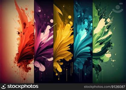 Abstract paintbrush swatches platters of colorful concept isolated on background. Inspiration of separated high-color stroke bright tone creativity separate by scene. Finest generative AI.. Abstract paintbrush swatches platters of colorful concept isolated on background.