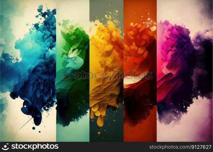 Abstract paintbrush swatches platters of colorful concept isolated on background. Inspiration of separated high-color stroke bright tone creativity separate by scene. Finest generative AI.. Abstract paintbrush swatches platters of colorful concept isolated on background.