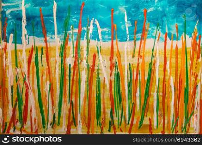 Abstract Painting Art: Strokes with Different Color Patterns- Farm Field Shape.. Abstract Painting Art: Strokes with Different Color Patterns- Farm Field Shape