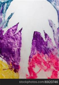 Abstract Painting Art: White Palm Sign and Colors