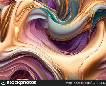 Abstract Painting Featuring Soft Gradients and Golden Organic Structures. Generative AI.