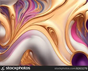 Abstract Painting Featuring Soft Gradients and Golden Organic Structures. Generative AI.