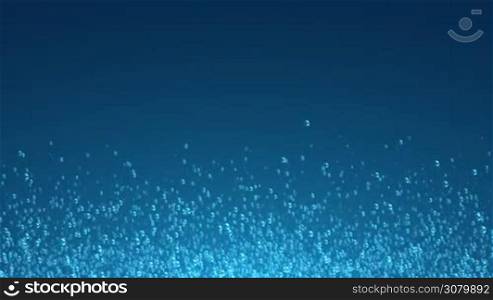 Abstract particles background. Water drops falling and bouncing on surface.