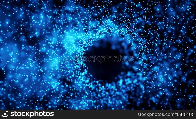 Abstract particles render on dark background, graphic and motion concept