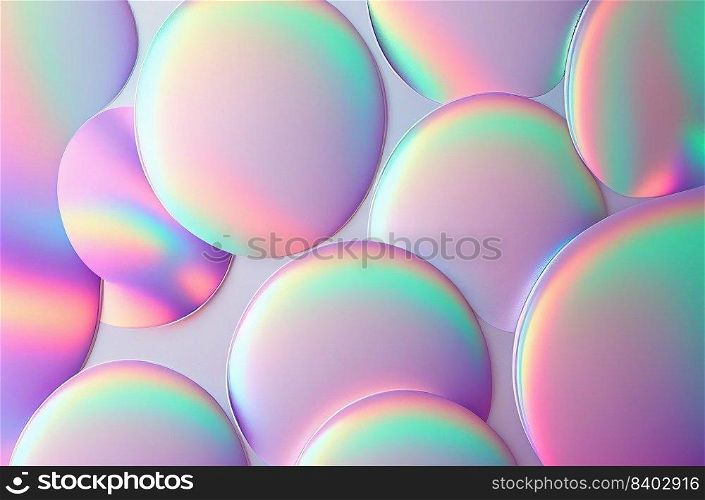 Abstract pastel iridescent shiny holographic background, futuristic and retrowave style for element
