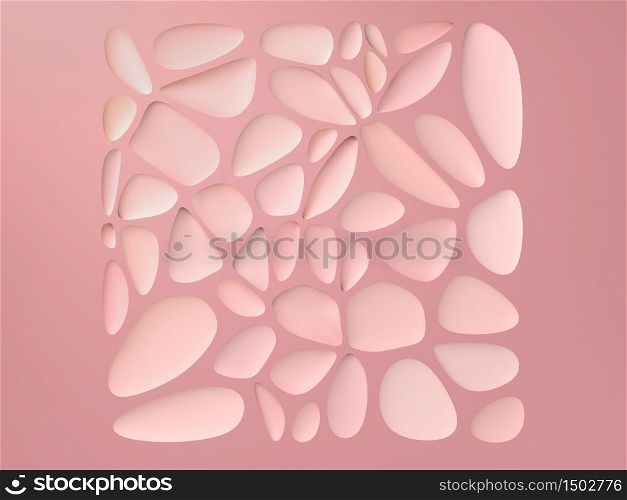 Abstract pastel pink background. Pink leaves and shapes forming square frame. Perfect image for cosmetics or fashion. Use illustration for decorating interior. 3d illustration. Abstract pastel pink background. Pink leaves and shapes forming square frame. Perfect image for cosmetics or fashion. Use illustration for decorating interior. 3d render