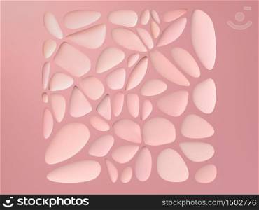Abstract pastel pink background. Pink leaves and shapes forming square frame. Perfect image for cosmetics or fashion. Use illustration for decorating interior. 3d illustration. Abstract pastel pink background. Pink leaves and shapes forming square frame. Perfect image for cosmetics or fashion. Use illustration for decorating interior. 3d render