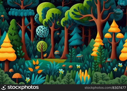 Abstract pattern of cartoon forest. High quality illustration. Abstract colourful pattern of cartoon forest. Illustration.