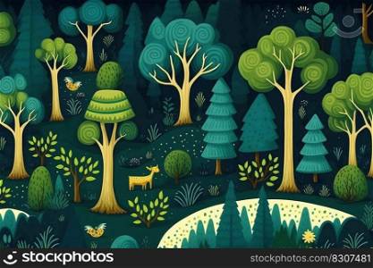 Abstract pattern of cartoon forest. High quality illustration. Abstract colourful pattern of cartoon forest. Illustration.